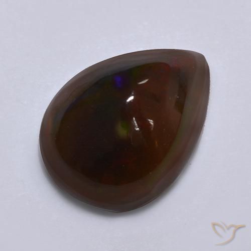 0.85ct 자연스러운 다색 블랙 오팔, 배 모양, 투명한