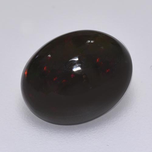 1.49캐럿 천연 멀티컬러 블랙 오팔, 타원형 컷, 9.1×7.1 mm, 불투명체