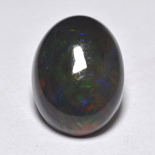 1.33캐럿 천연 멀티컬러 블랙 오팔, 타원형 컷, 9.4×7 mm, 투명한