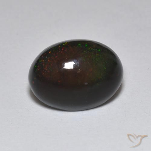 1.23ct 자연스러운 다색 블랙 오팔, 타원형, 투명한