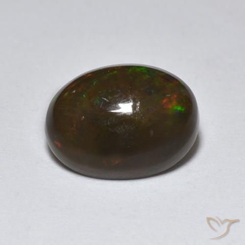 1.27ct 자연스러운 다색 블랙 오팔, 타원형, 투명한
