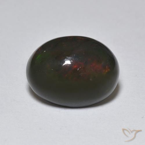 1.25ct 자연스러운 다색 블랙 오팔, 타원형, 투명한
