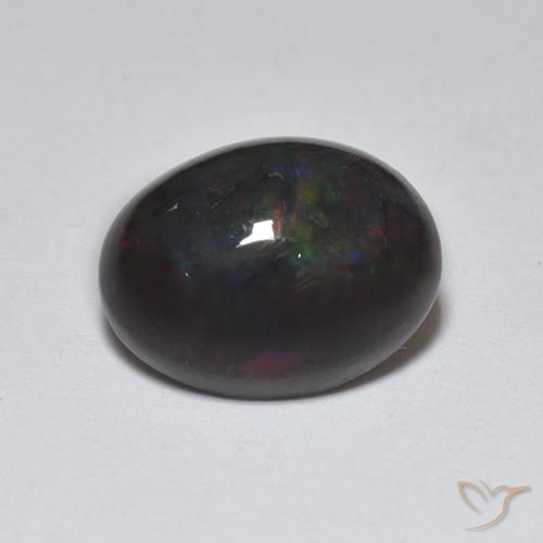 1.22ct 자연스러운 다색 블랙 오팔, 타원형, 투명한