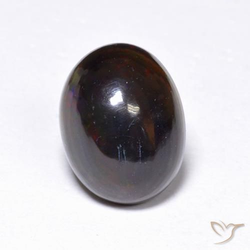 1.09ct 자연스러운 다색 블랙 오팔, 타원형, 투명한