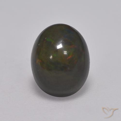 1.33ct 자연스러운 다색 블랙 오팔, 타원형, 불투명체