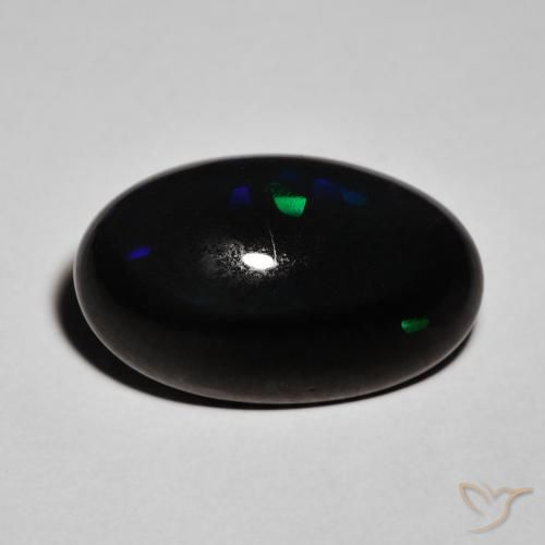 8.74ct 자연스러운 다색 블랙 오팔, 타원형, 불투명체