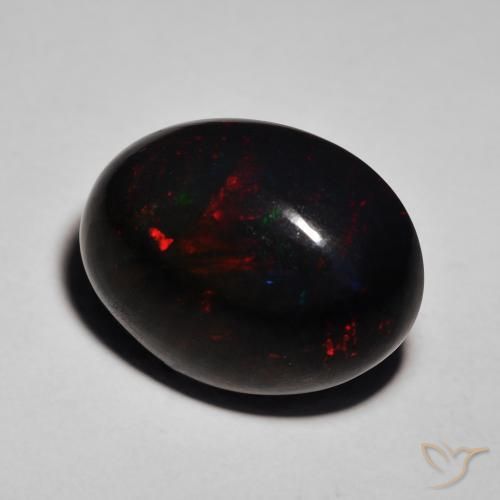 10.34ct 자연스러운 다색 블랙 오팔, 타원형, 불투명체