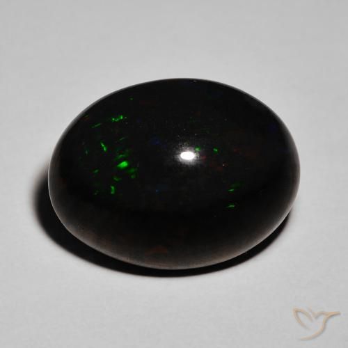 8.55ct 자연스러운 다색 블랙 오팔, 타원형, 불투명체