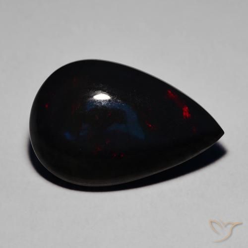 5.95ct 자연스러운 다색 블랙 오팔, 배 모양, 투명한