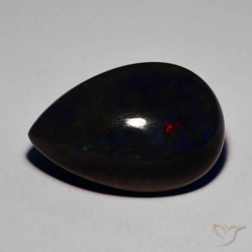 7.64ct 자연스러운 다색 블랙 오팔, 배 모양, 투명한