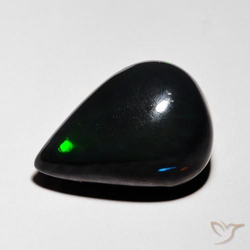 4.80ct 자연스러운 다색 블랙 오팔, 배 모양, 투명한
