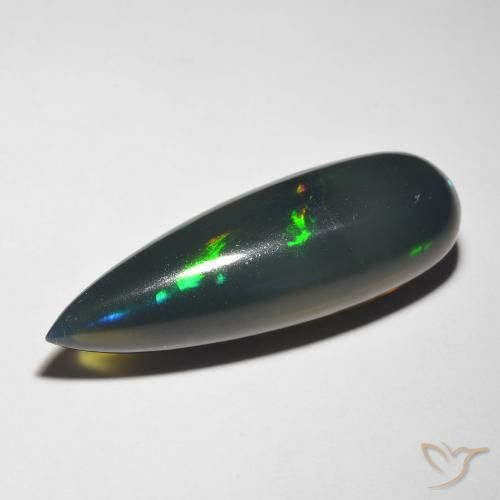 10.85캐럿 천연 다색 블랙 오팔, 배 모양, 투명한