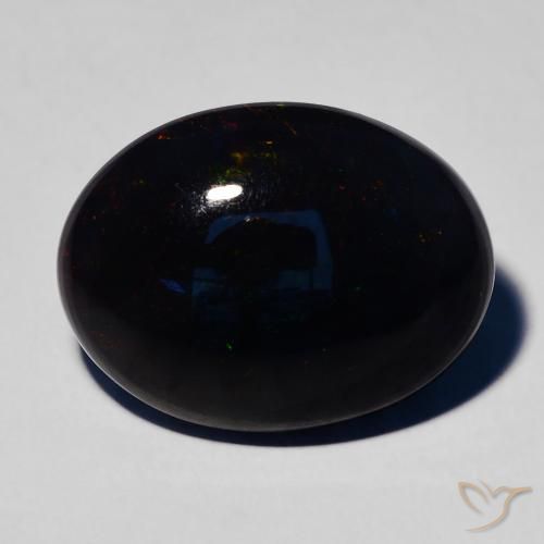 4.59ct 자연스러운 다색 블랙 오팔, 타원형, 불투명체