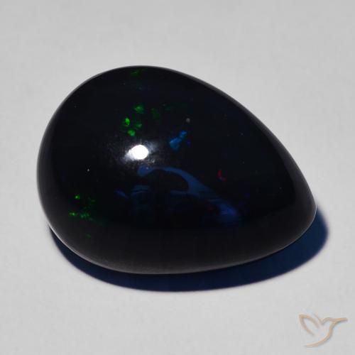 8.39ct 자연스러운 다색 블랙 오팔, 배 모양, 불투명체