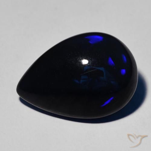7.09ct 자연스러운 다색 블랙 오팔, 배 모양, 불투명체