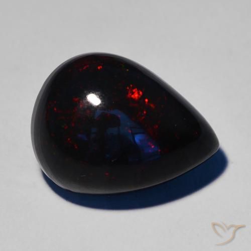 7.51ct 자연스러운 다색 블랙 오팔, 배 모양, 불투명체