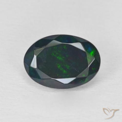 1.40ct 자연스러운 다색 블랙 오팔, 타원형, 투명한