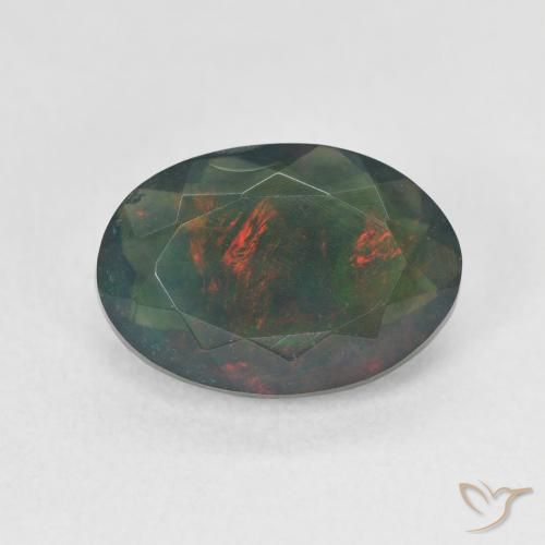 1.77ct 자연스러운 다색 블랙 오팔, 타원형, 투명한