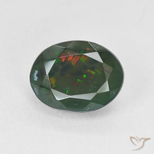1.79ct 자연스러운 다색 블랙 오팔, 타원형, 투명한