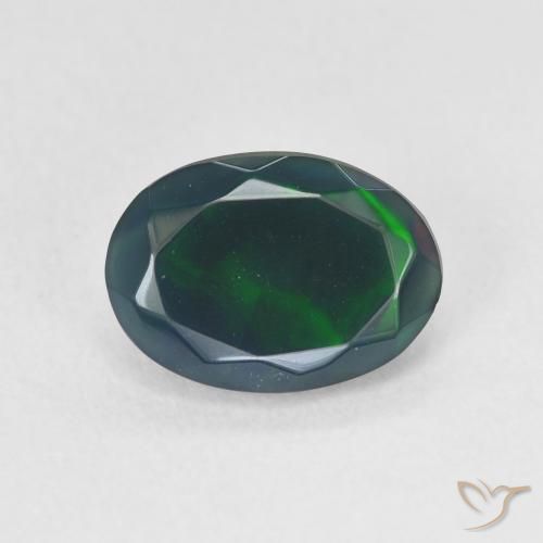 1.45ct 자연스러운 다색 블랙 오팔, 타원형, 투명한