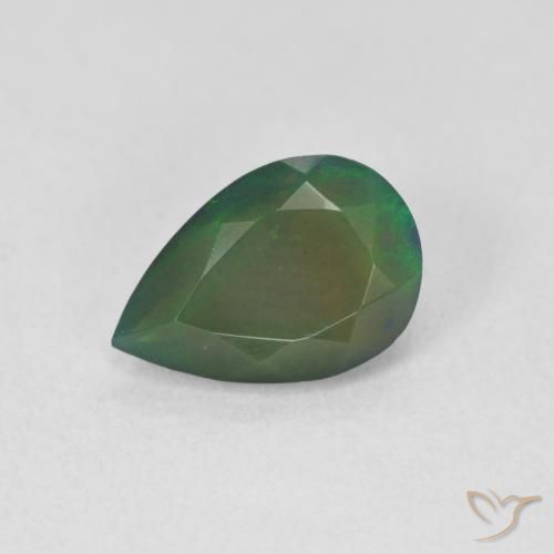 1.15ct 자연스러운 다색 블랙 오팔, 배 모양, 투명한