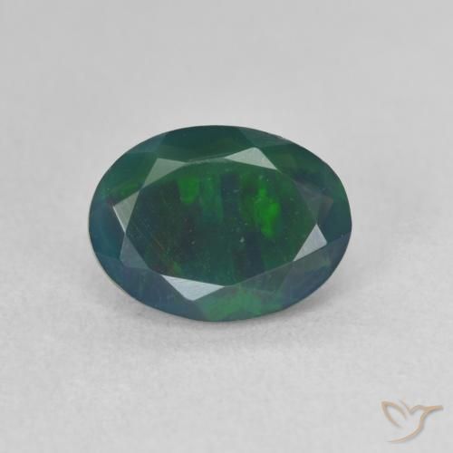 1.31ct 자연스러운 다색 블랙 오팔, 타원형, 투명한