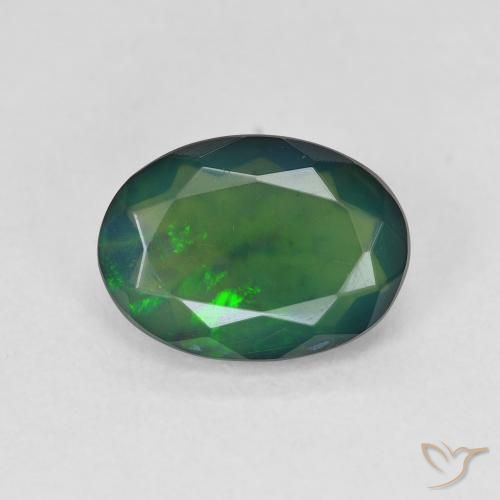 1.42ct 자연스러운 다색 블랙 오팔, 타원형, 투명한