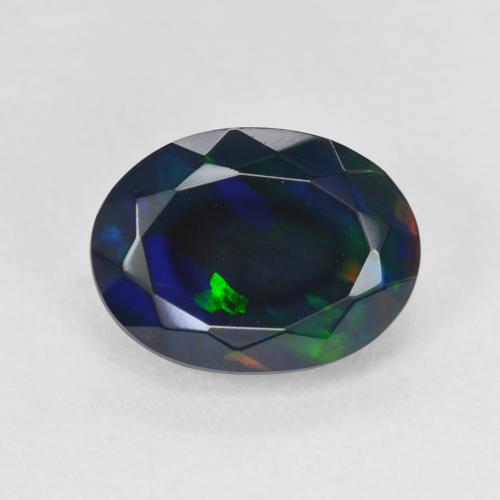 3.02ct 자연스러운 다색 블랙 오팔, 타원형, 투명한