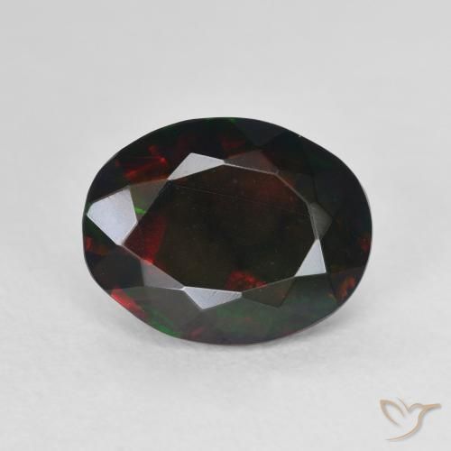 2.40ct 자연스러운 다색 블랙 오팔, 타원형, 투명한