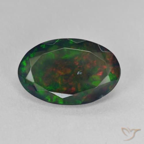 2.42ct 자연스러운 다색 블랙 오팔, 타원형, 투명한