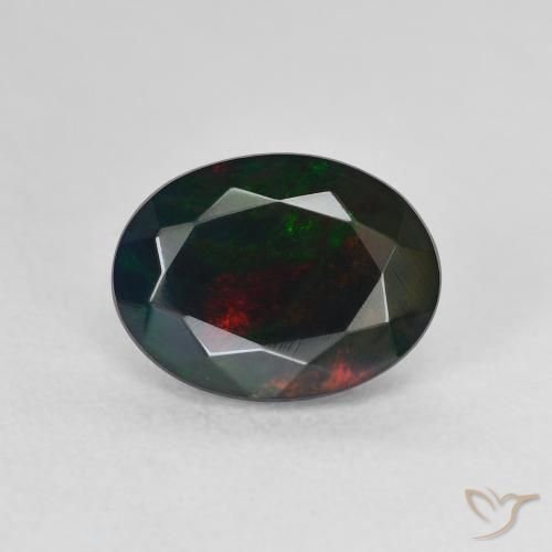 1.30ct 자연스러운 다색 블랙 오팔, 타원형, 투명한