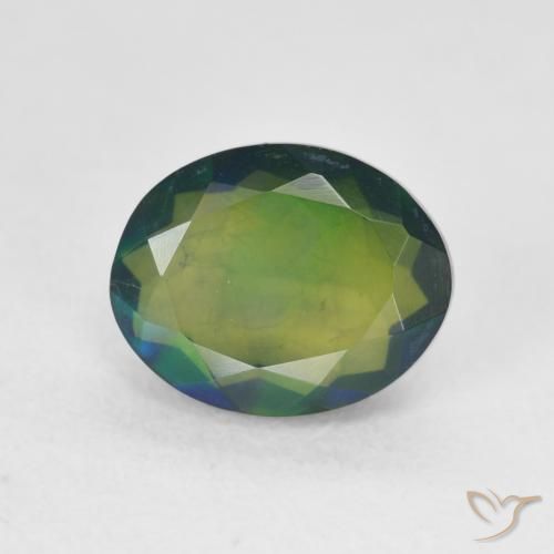 1.55ct 자연스러운 다색 블랙 오팔, 타원형, 투명한