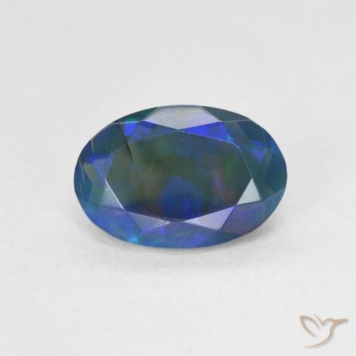 1.10ct 자연스러운 다색 블랙 오팔, 타원형, 투명한