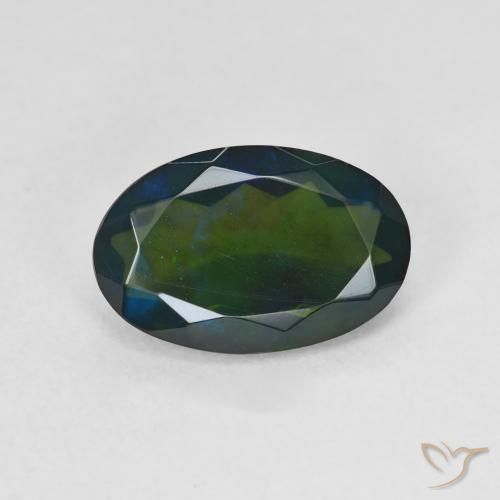 1.64ct 자연스러운 다색 블랙 오팔, 타원형, 투명한