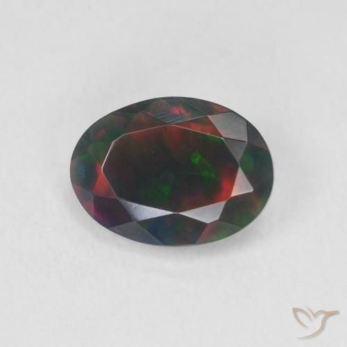 1.20ct 자연스러운 다색 블랙 오팔, 타원형, 투명한