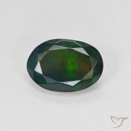 1.22ct 자연스러운 다색 블랙 오팔, 타원형, 투명한