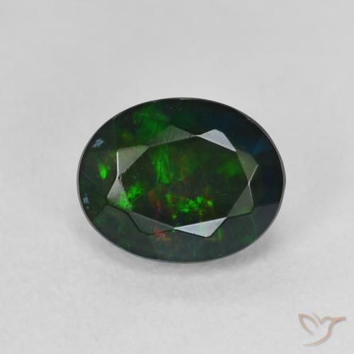 1.39ct 자연스러운 다색 블랙 오팔, 타원형, 투명한