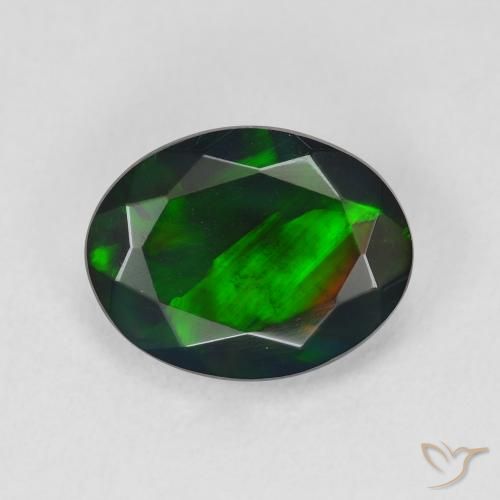 2.07ct 자연스러운 다색 블랙 오팔, 타원형, 투명한