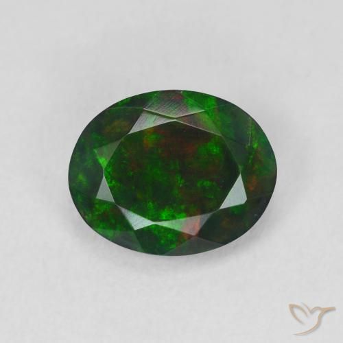 1.25ct 자연스러운 다색 블랙 오팔, 타원형, 투명한