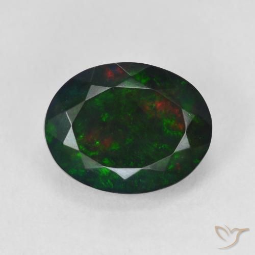 2.93ct 자연스러운 다색 블랙 오팔, 타원형, 투명한