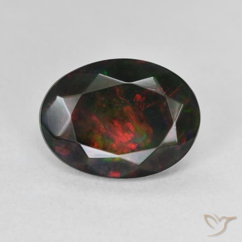 2.42ct 자연스러운 다색 블랙 오팔, 타원형, 투명한