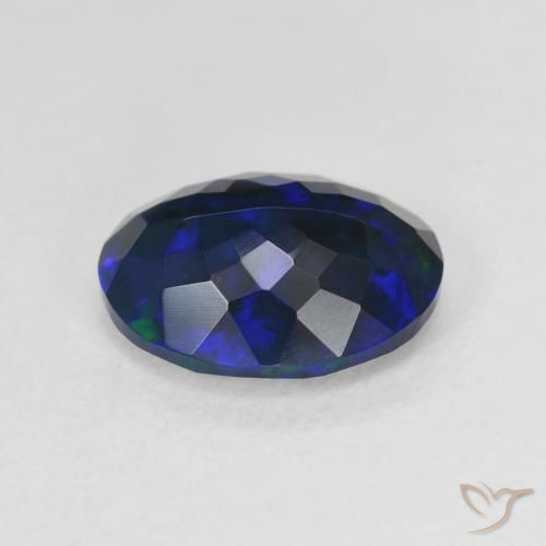 2.17캐럿 천연 멀티컬러 블랙 오팔, 타원형 컷, 11.5×8.8 mm, 투명한