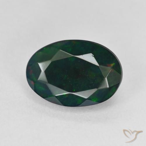 2.37ct 자연스러운 다색 블랙 오팔, 타원형, 투명한