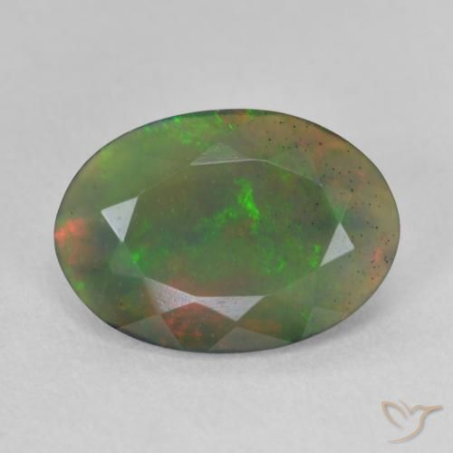 1.67ct 자연스러운 다색 블랙 오팔, 타원형, 투명한