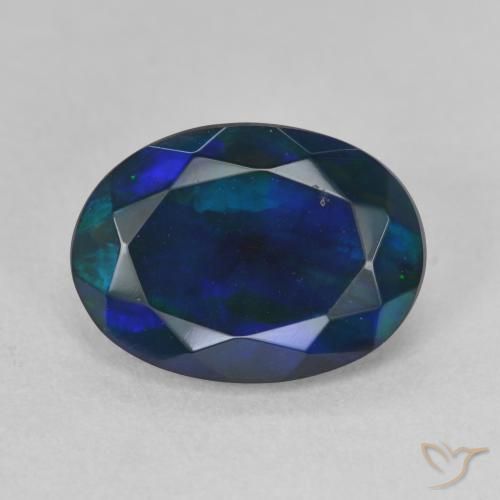 1.80ct 자연스러운 다색 블랙 오팔, 타원형, 투명한