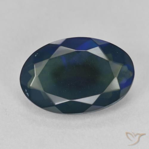 1.75ct 자연스러운 다색 블랙 오팔, 타원형, 투명한