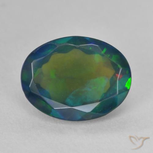 2.30ct 자연스러운 다색 블랙 오팔, 타원형, 투명한