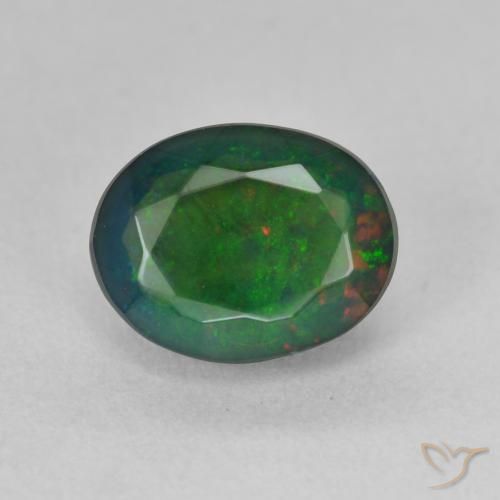 1.43ct 자연스러운 다색 블랙 오팔, 타원형, 투명한