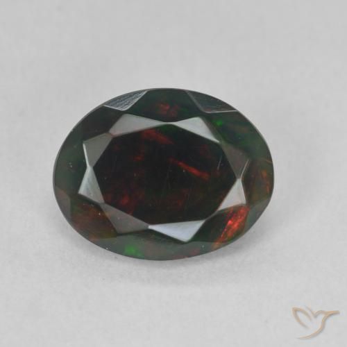 1.19ct 자연스러운 다색 블랙 오팔, 타원형, 투명한
