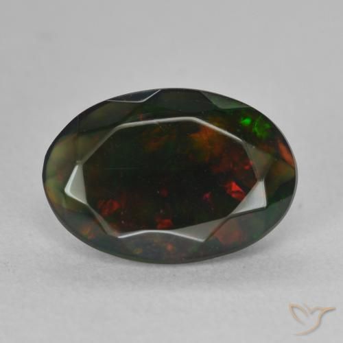 1.44ct 자연스러운 다색 블랙 오팔, 타원형, 투명한